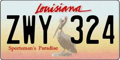 LA license plate ZWY324