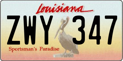 LA license plate ZWY347