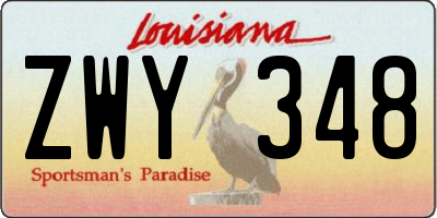 LA license plate ZWY348