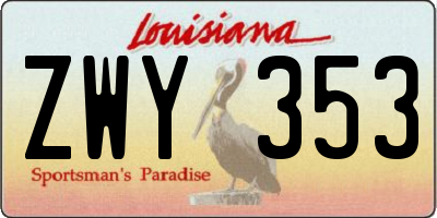 LA license plate ZWY353