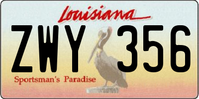 LA license plate ZWY356