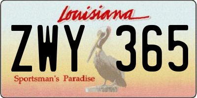 LA license plate ZWY365