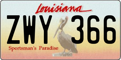 LA license plate ZWY366