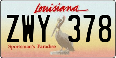 LA license plate ZWY378
