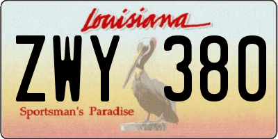 LA license plate ZWY380