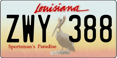 LA license plate ZWY388