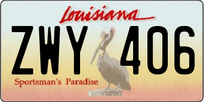 LA license plate ZWY406