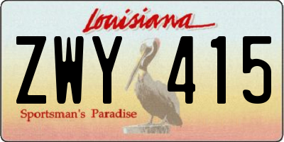 LA license plate ZWY415