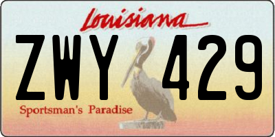 LA license plate ZWY429