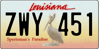 LA license plate ZWY451