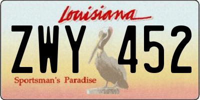 LA license plate ZWY452