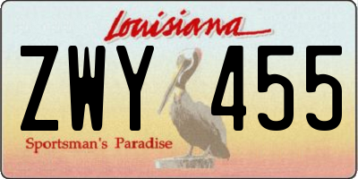 LA license plate ZWY455