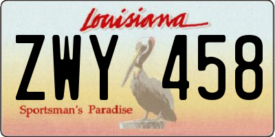 LA license plate ZWY458