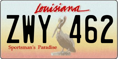 LA license plate ZWY462