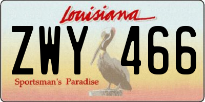 LA license plate ZWY466