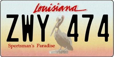 LA license plate ZWY474