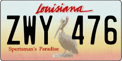 LA license plate ZWY476