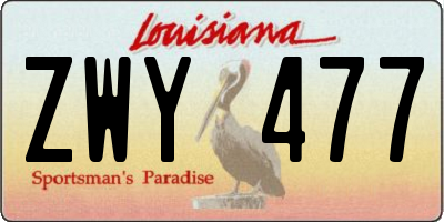 LA license plate ZWY477