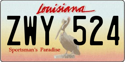 LA license plate ZWY524