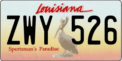 LA license plate ZWY526