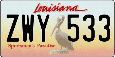 LA license plate ZWY533