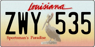 LA license plate ZWY535