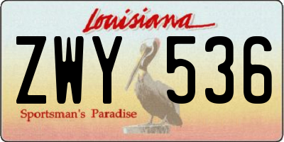 LA license plate ZWY536