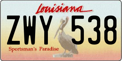 LA license plate ZWY538