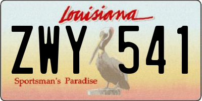 LA license plate ZWY541