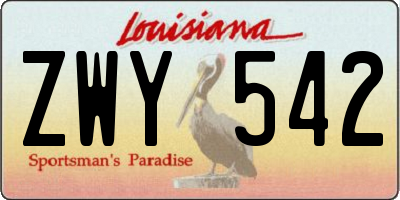 LA license plate ZWY542