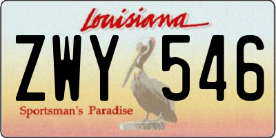 LA license plate ZWY546
