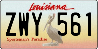 LA license plate ZWY561