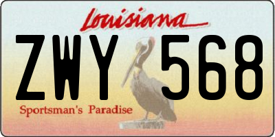 LA license plate ZWY568