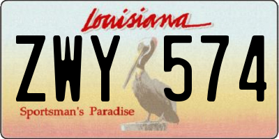 LA license plate ZWY574