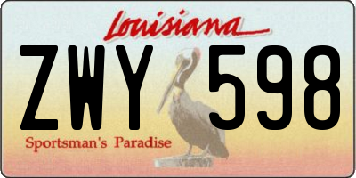 LA license plate ZWY598