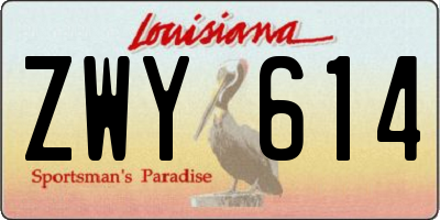 LA license plate ZWY614