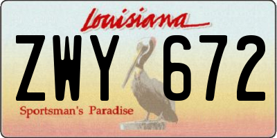 LA license plate ZWY672