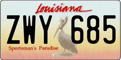 LA license plate ZWY685