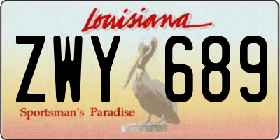 LA license plate ZWY689