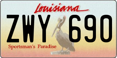 LA license plate ZWY690