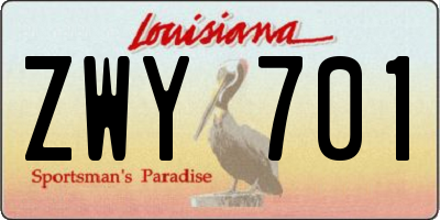 LA license plate ZWY701