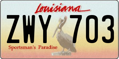 LA license plate ZWY703