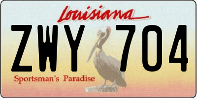 LA license plate ZWY704