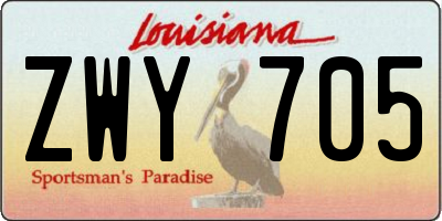 LA license plate ZWY705