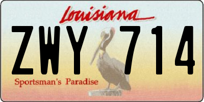 LA license plate ZWY714