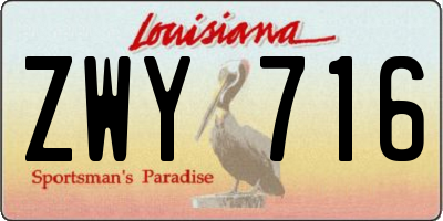 LA license plate ZWY716