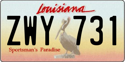 LA license plate ZWY731