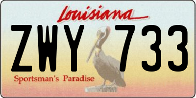 LA license plate ZWY733