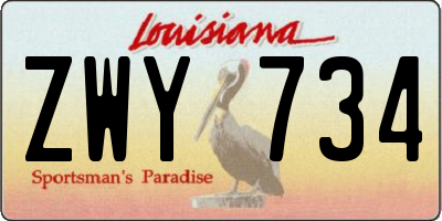 LA license plate ZWY734