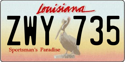 LA license plate ZWY735